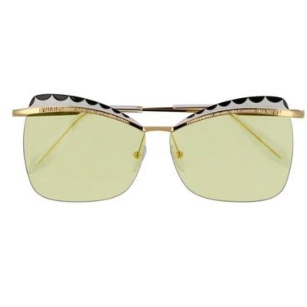 Alexander McQueen AM0059s browed gold yellow lens sunglasses with gold frame